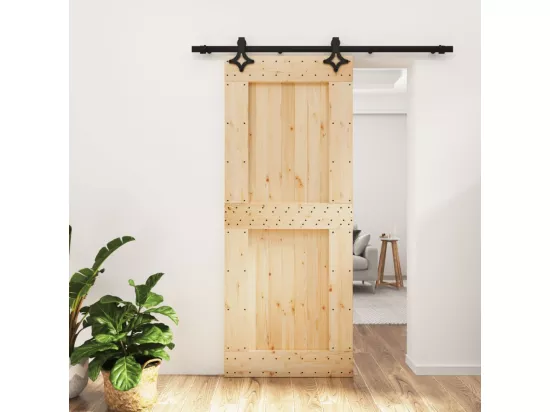 Porte coulissante et kit de quincaillerie 85x210 cm pin massif
