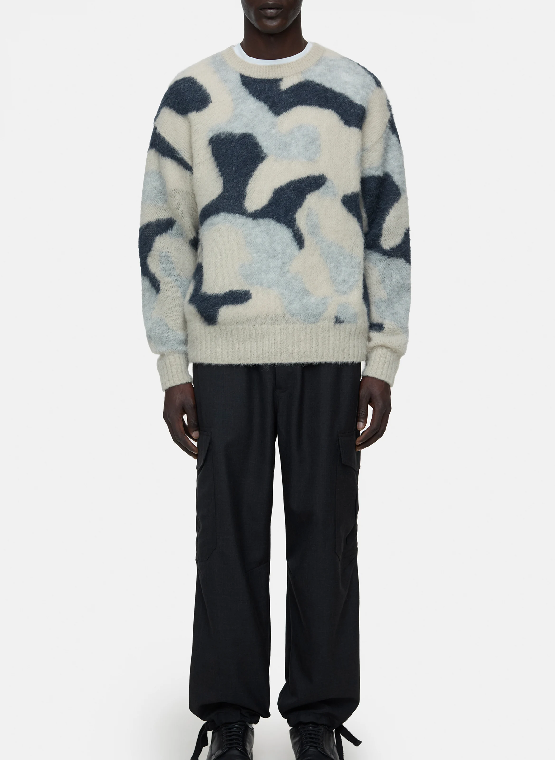Pull imprimé en laine mélangée | Gris