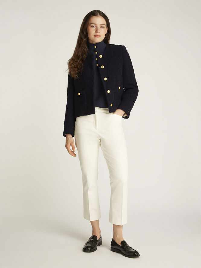 Tommy Hilfiger CROP BOUCLE GOLD BUTTON JACKET Dark night navy