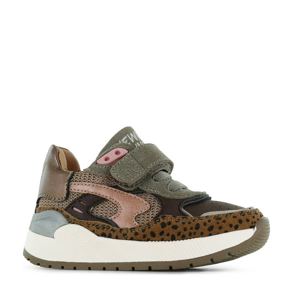 Shoesme leren sneakers brons/zwart