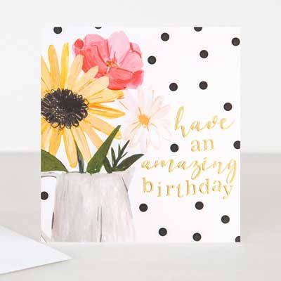 Amazing Birthday Flowers in Vase Card