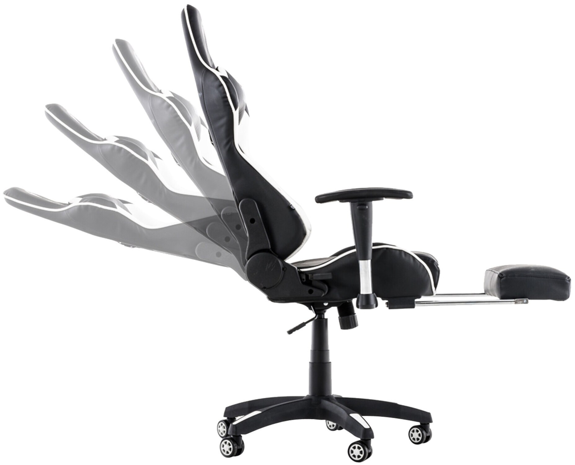 TPFLiving Racing Bürostuhl Turbine mit Fußablage Schwarz/Blau