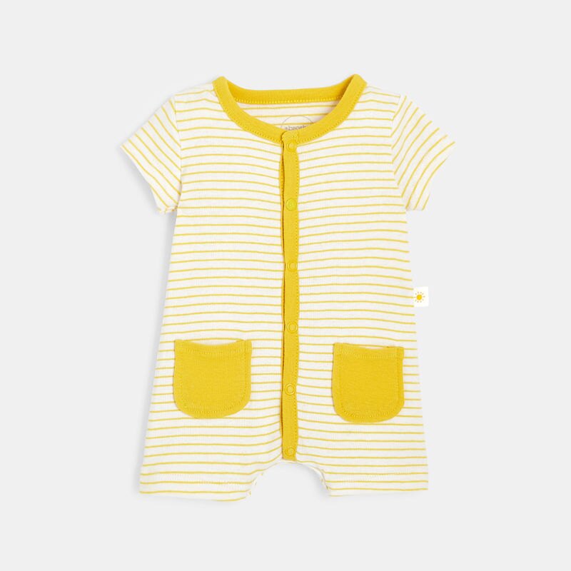 Combishort bébé garçon en coton bio jaune Absorba Jaune