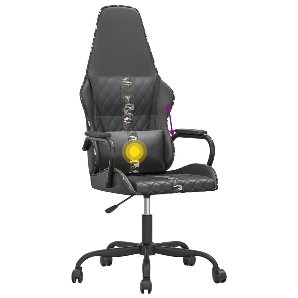 vidaXL Massage Gaming Stoel, Camouflage en Zwart, Kunstleer