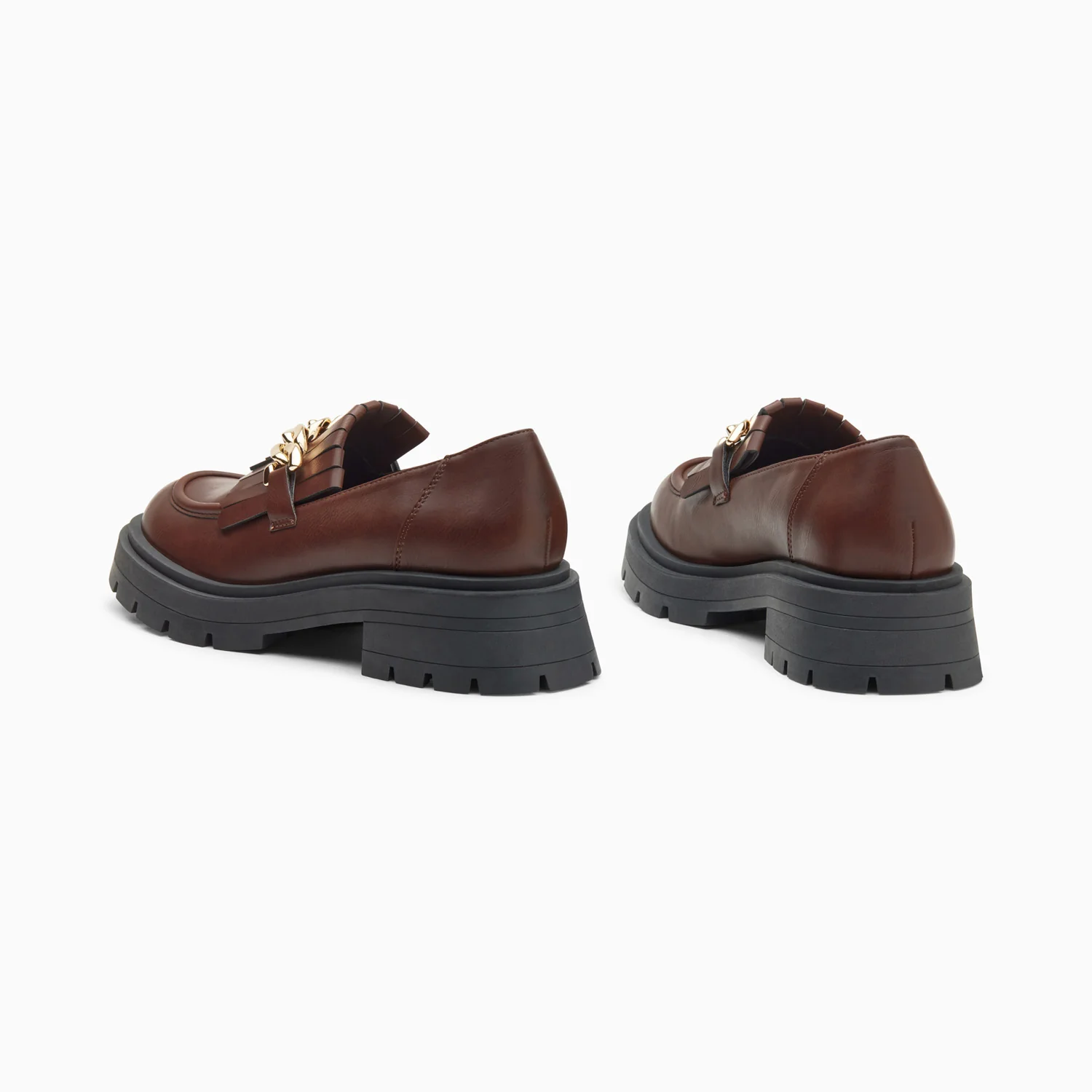 Mocassins, Derbies, Ballerines-Mocassins Angèle marron à chaîne or et semelle crantée