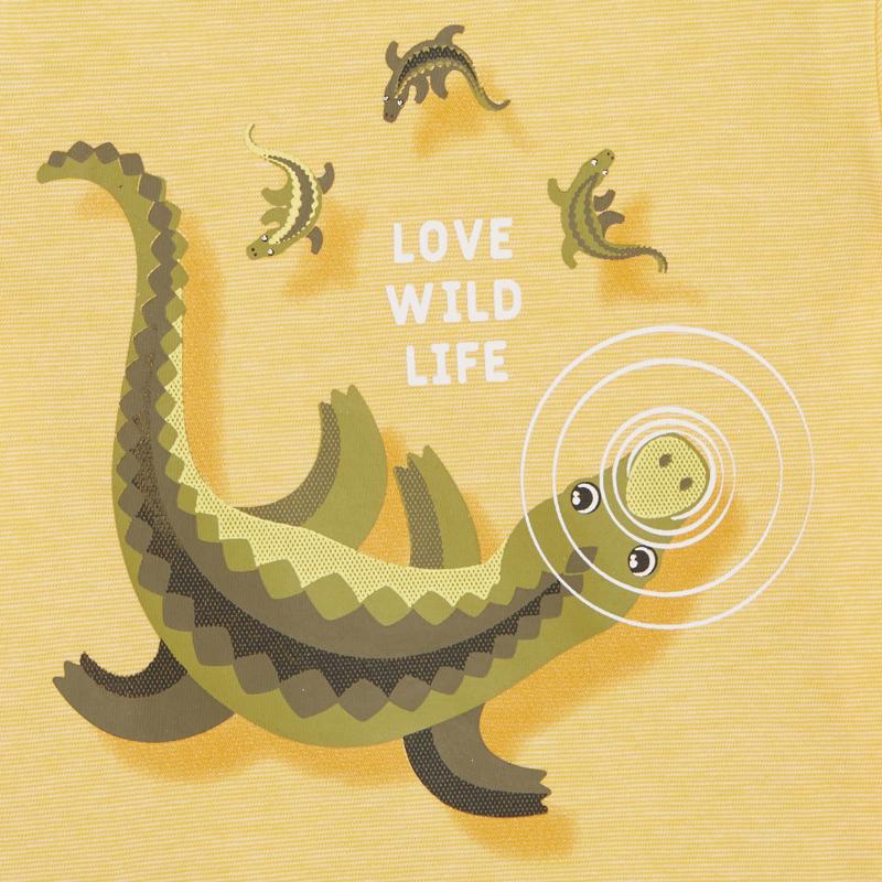 T-shirt maille chinée crocodiles jaune bébé garçon Jaune