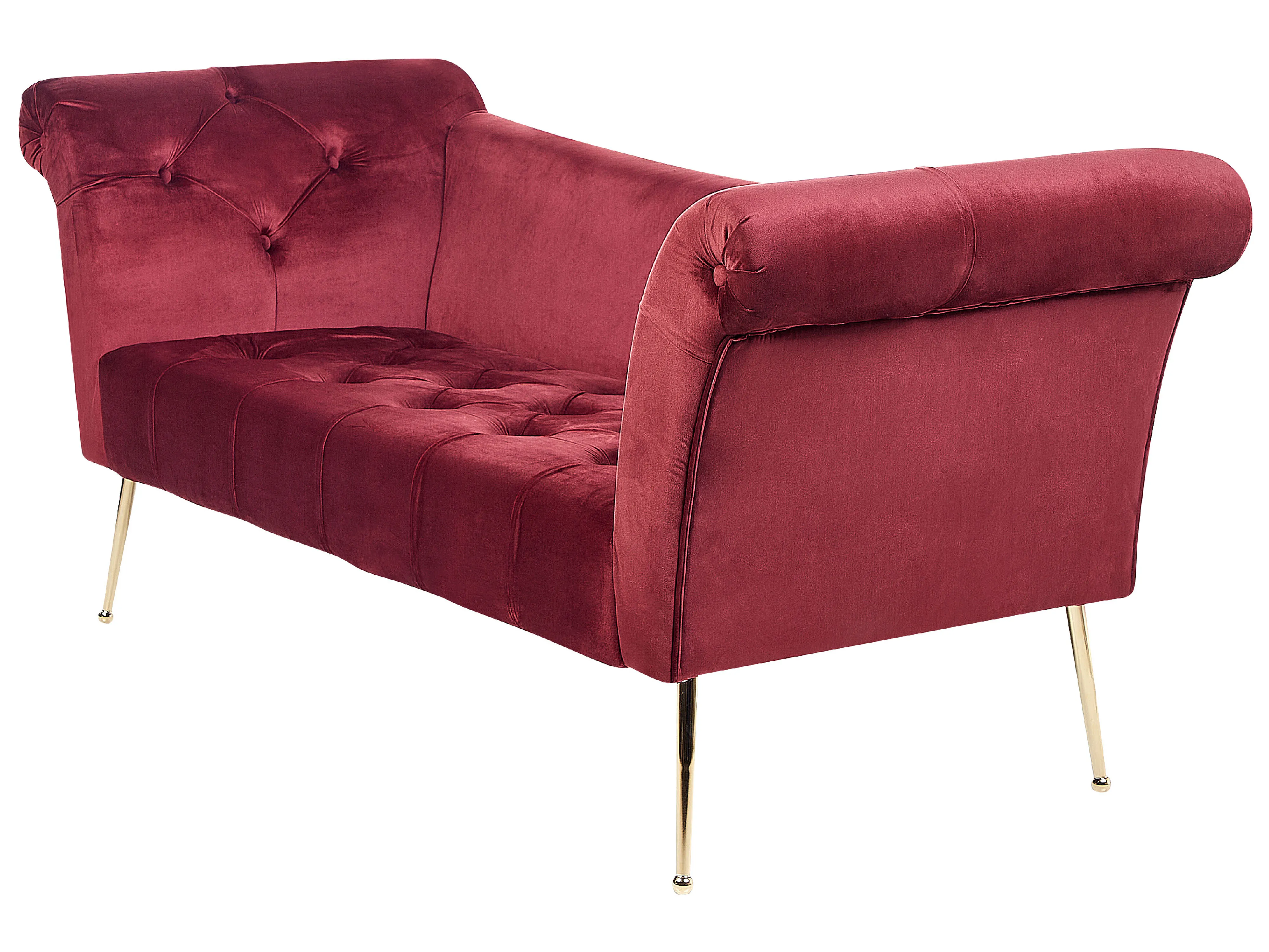 Chaise longue NANTILLY Fluweel Donkerrood