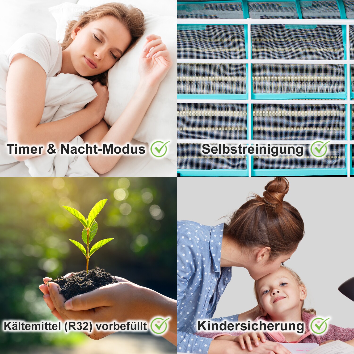 TroniTechnik® Split Klimaanlage REYKIR 9000 BTU Inverter Klimagerät, SMART, UVC Luftreinigung, 5m Leitung, Zubehör, Wandhalterung