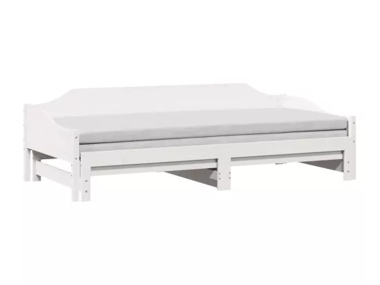 Lit de jour avec lit gigogne blanc 80x200 cm bois de pin massif