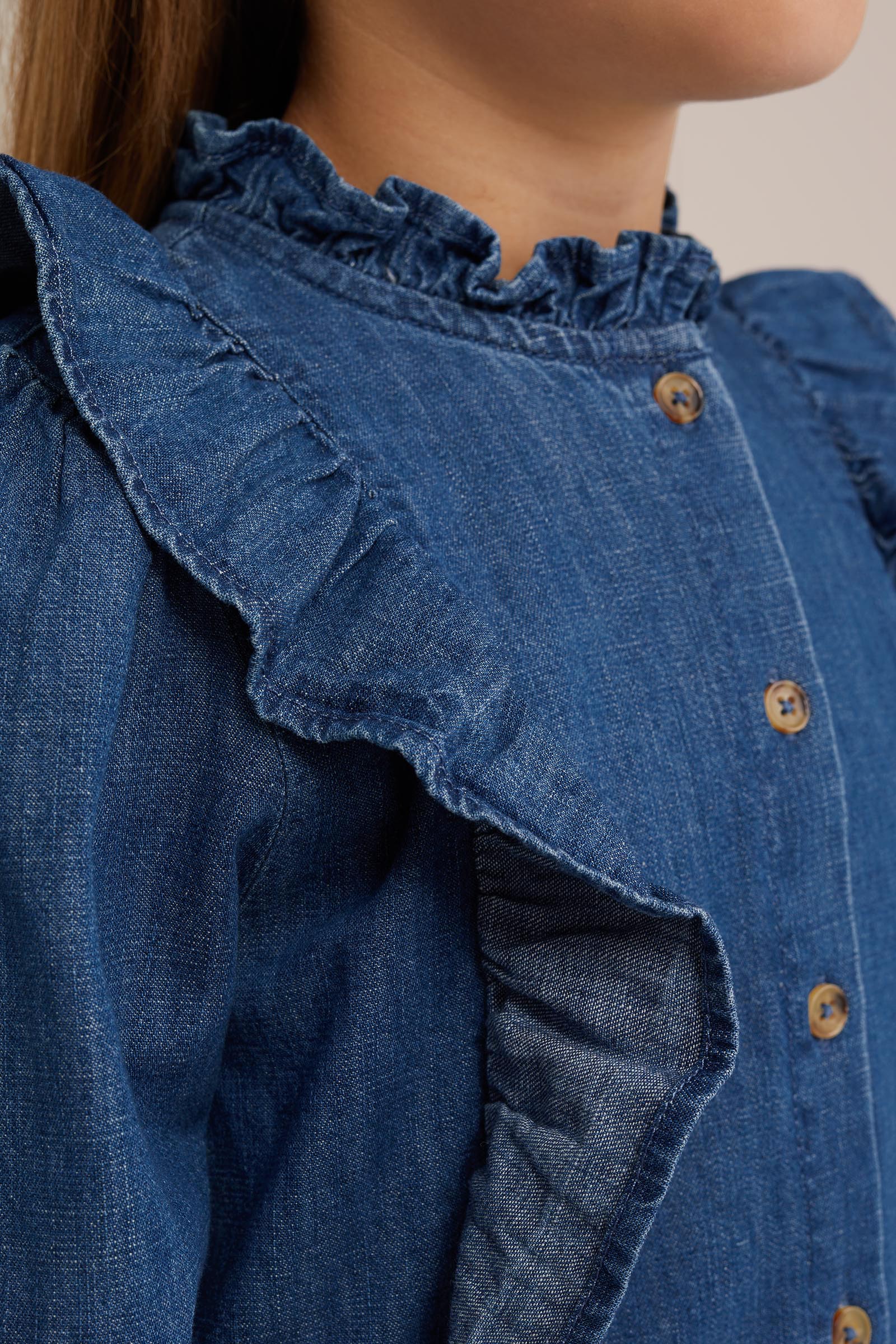 Meisjes denim blouse Blue Ridge Donkerblauw