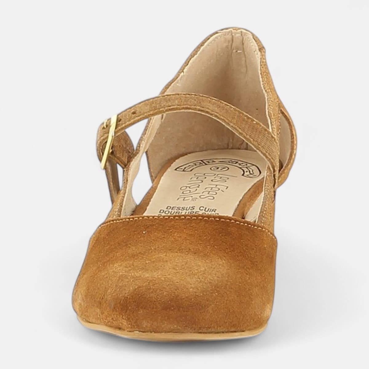Escarpins quartiers ouverts Femme en cuir cognac