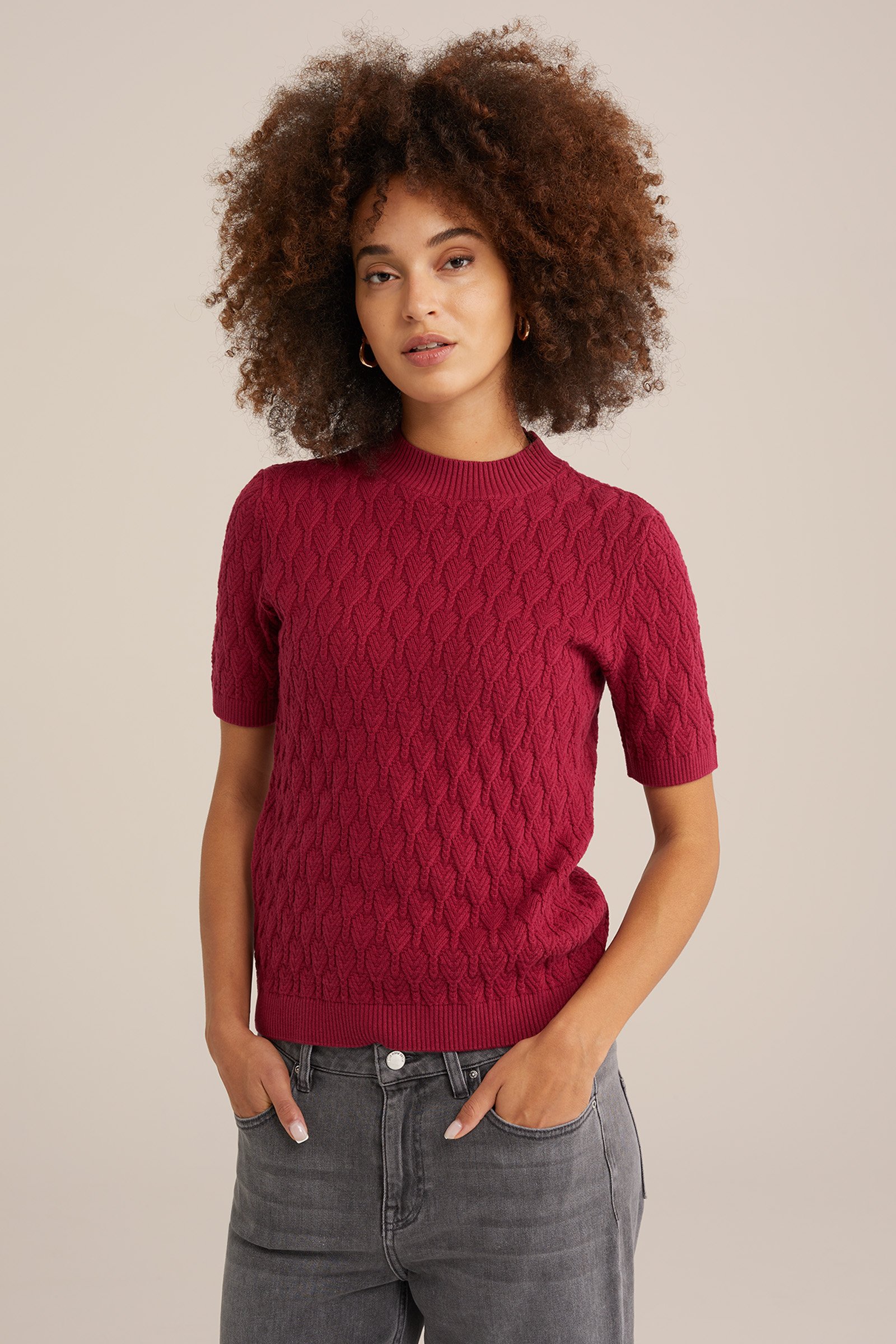 trui met structuur WE Fashion Rood