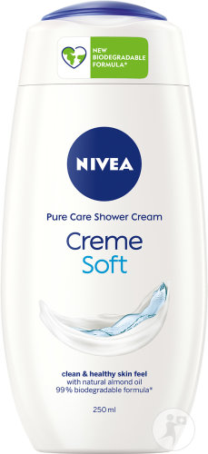 Nivea Pure Care Crème Soft Crème De Douche Huile D'Amande Toutes Peaux 250ml