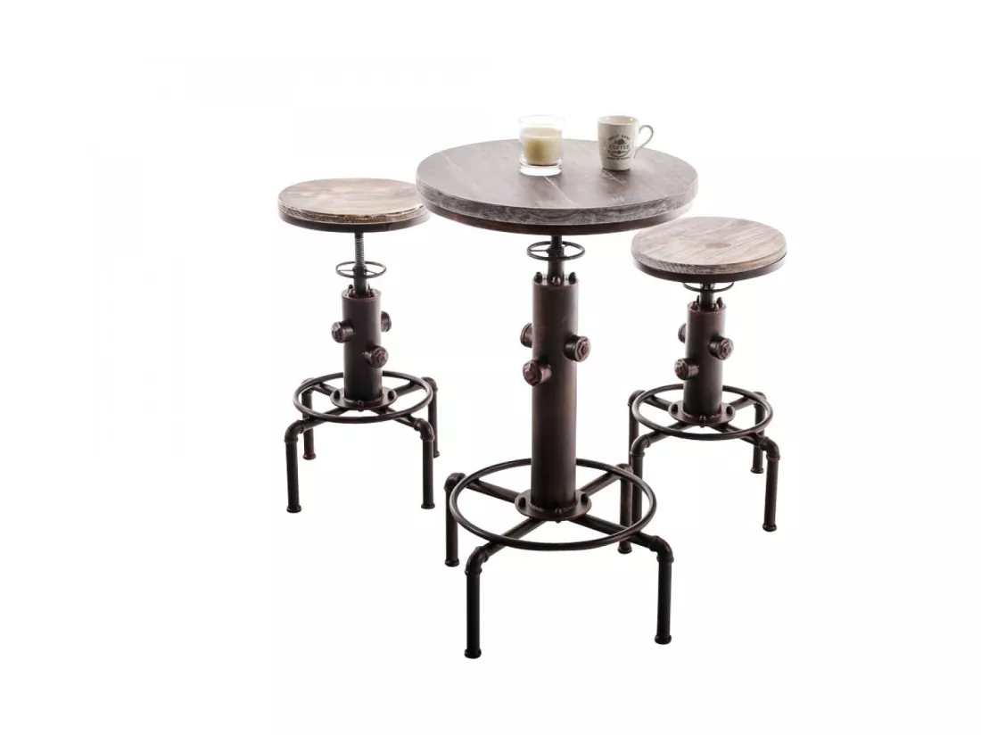 Table haute de bar - rund 39cm - Bois - Bronze - Lumos