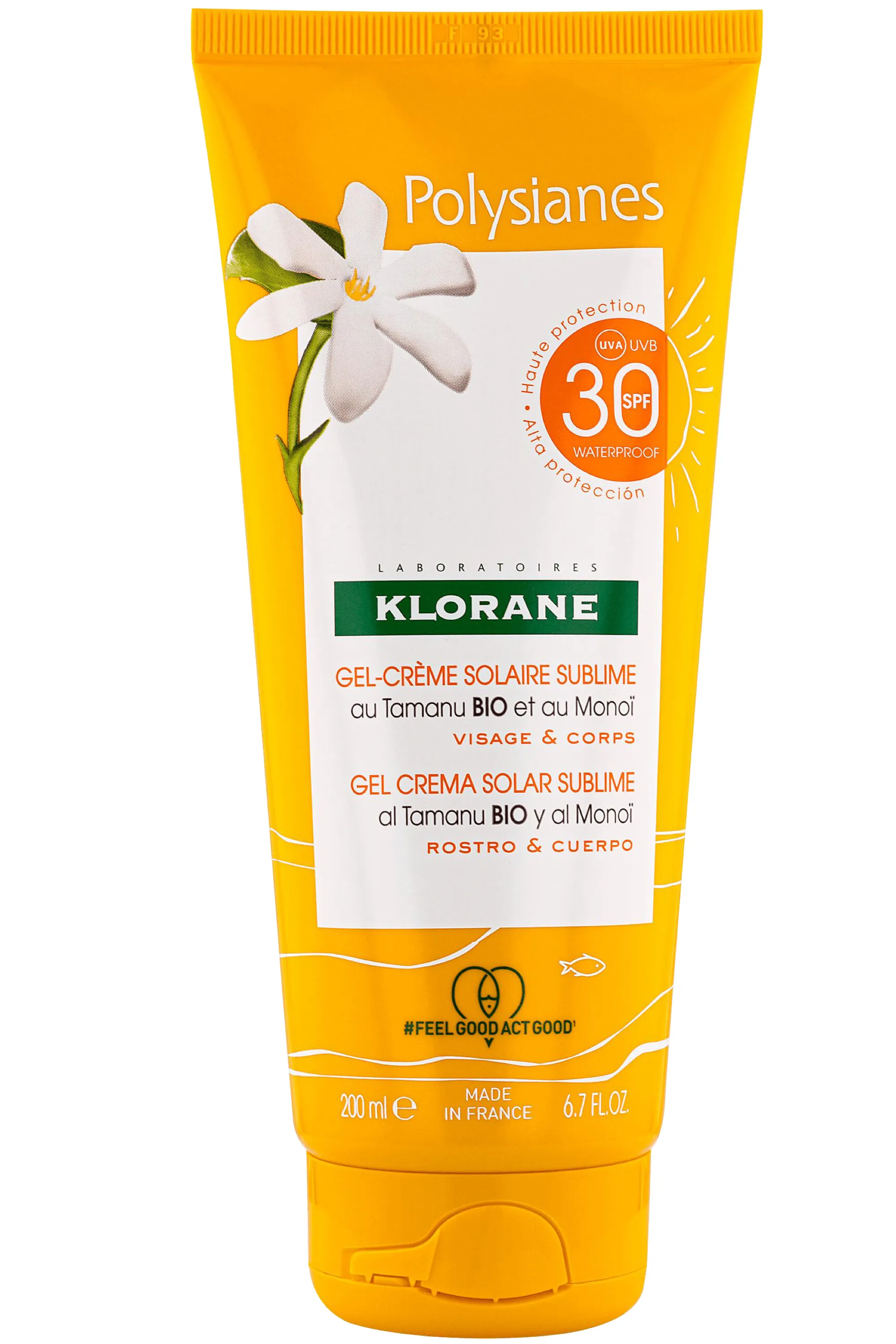 Klorane Gel-crème solaire SPF30 au Tamanu bio et Monoï-200 ml