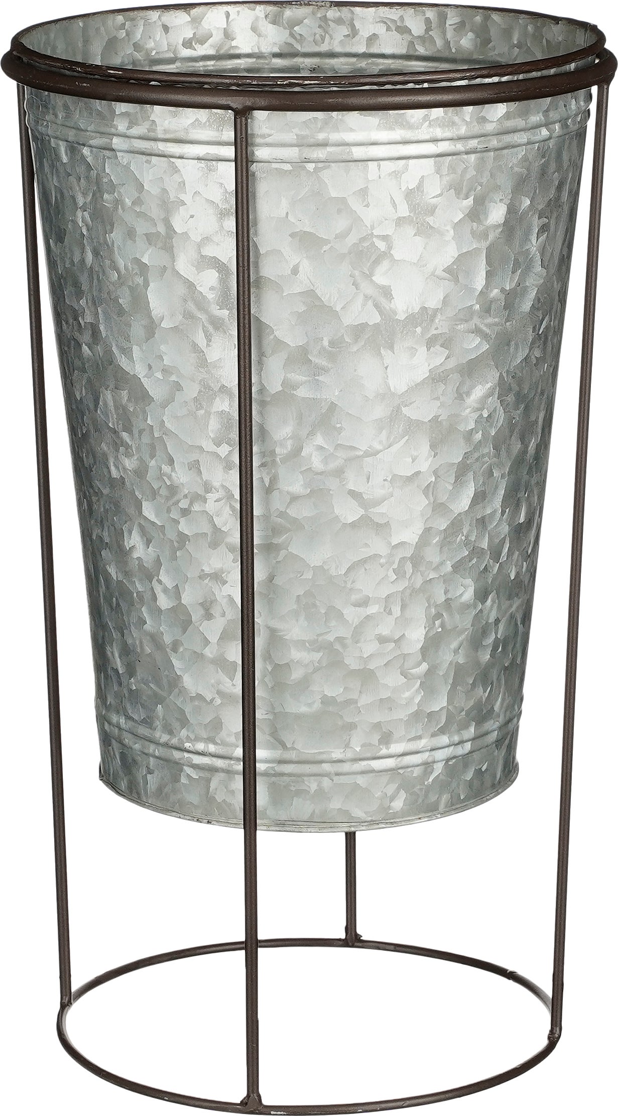Mica Decorations bloempot Clara zilver / zwart D 23 H 41 cm