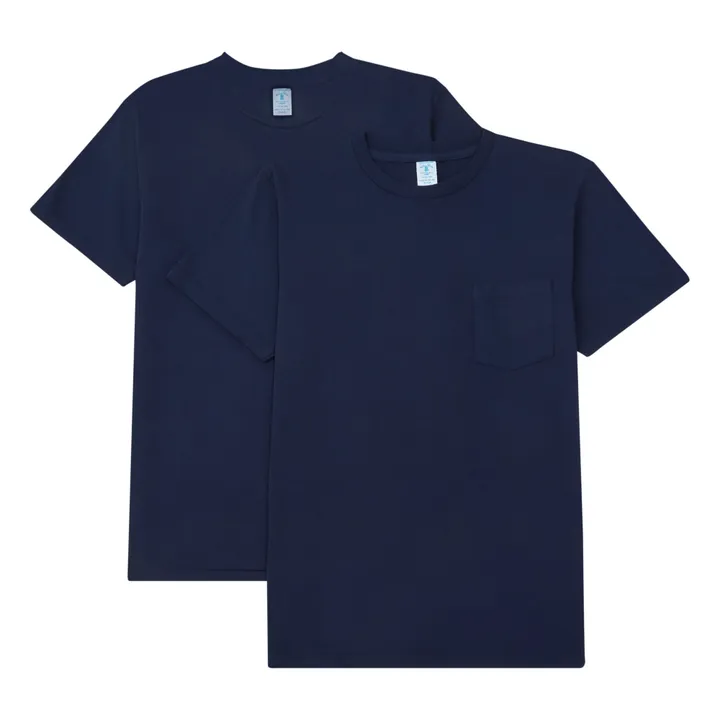 Velva Sheen Pack 2 T-shirts Pocket Coton | Bleu marine