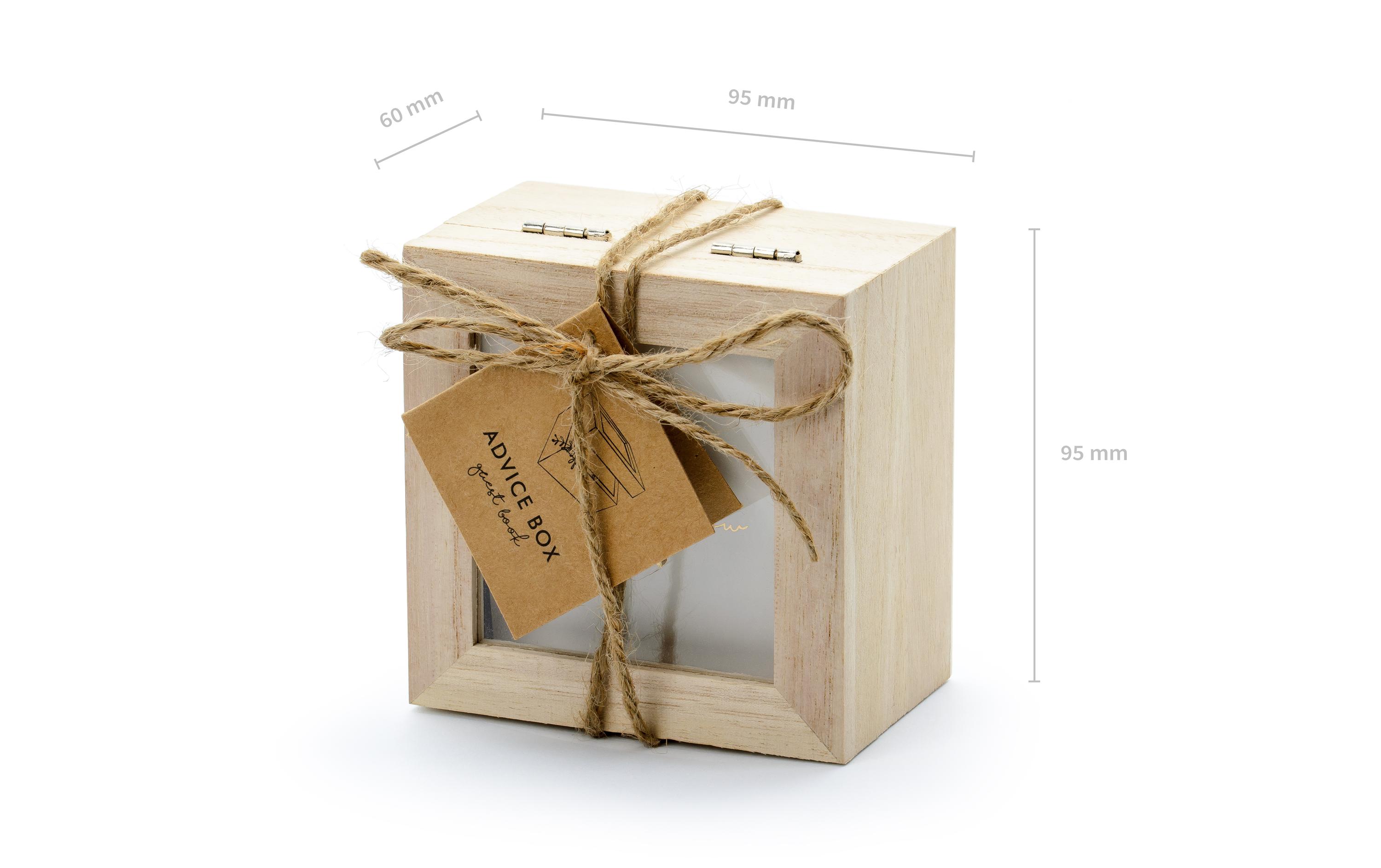 Hochzeitsaccessoire Gästebuch Box 9.5 x 8.5 x 6 cm, BraunHochzeit Advice Box mit guten Ratschlägen für den gemeinsamen Weg