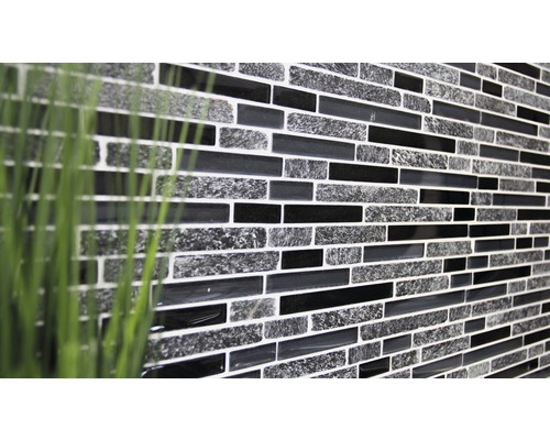 Glasmozaïek met natuursteen XCM MV798 grijs/zwart 29,8x33,8 cm