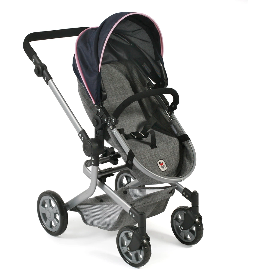 BAYER CHIC 2000 Kombi-Puppenwagen MIKA Melange grau-navy