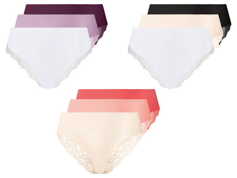 Minislips voor dames, set van 3, kant, naadloos