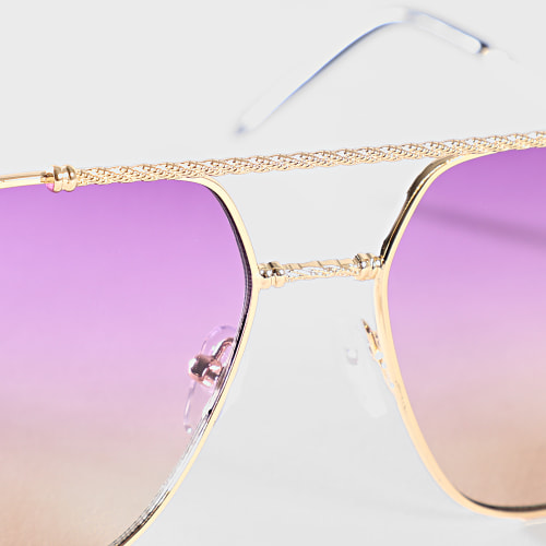 Lunettes De Soleil Doré Violet Marron Dégradé