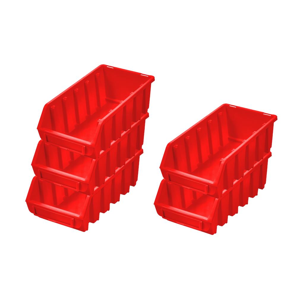 PROREGAL Super Saver Set 5x Opbergdoos 2L HxBxD 7,5 x 11,6 x 21,2 cm Polypropyleen Rood