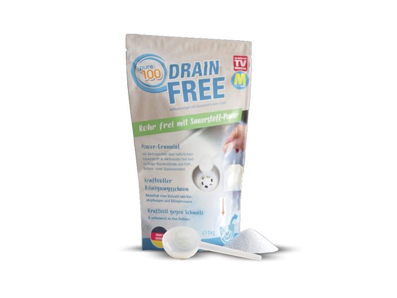 Drainfree Abflussreiniger Drainfree Pure 100 1 kg Natürliches Reinigungsmittel gegen Verstopfungen im Abflussrohr