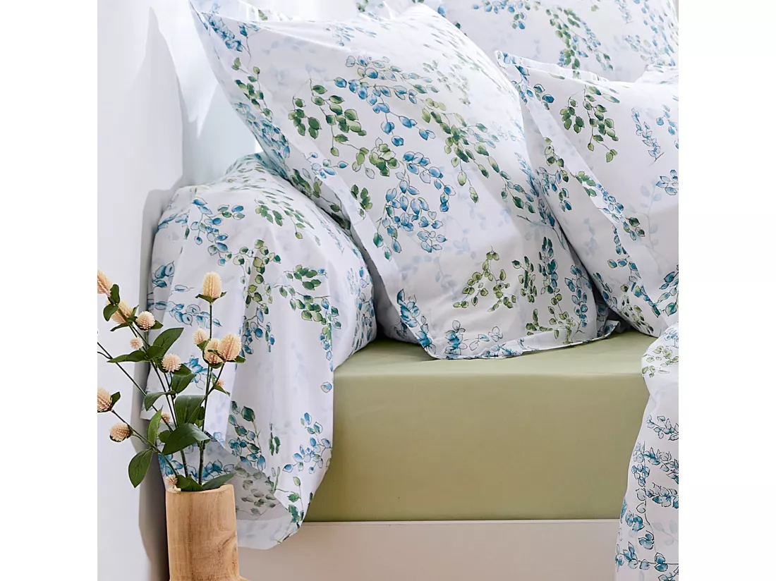 Taie de traversin 240x43 cm satin de coton ANGÈLE vert tilleul