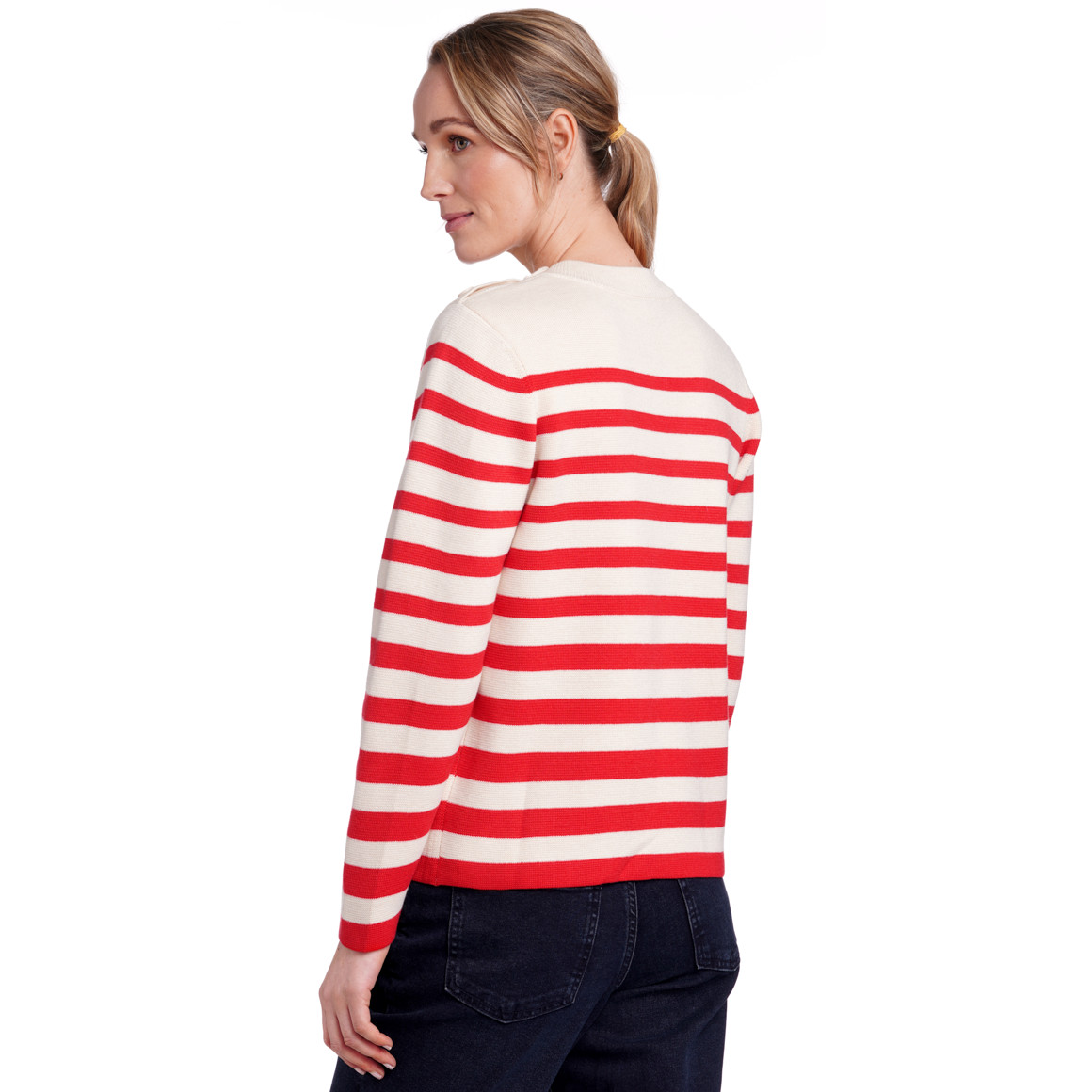 Gina Benotti Damen Strickpullover im Streifen-Look rot / beige