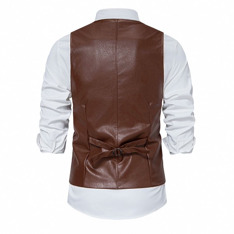 YIKES - Mouwloos reverskraag imitatieleren vest