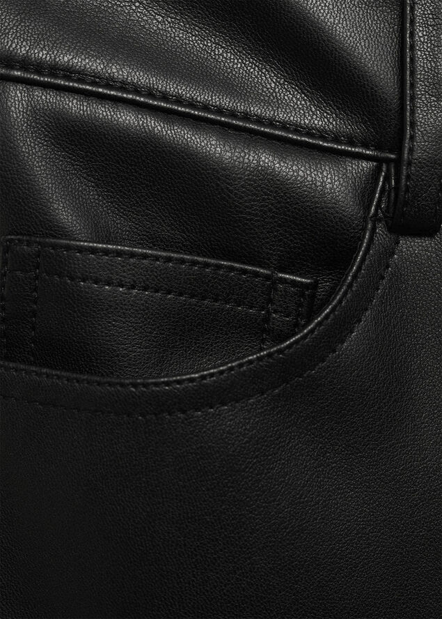 MANGO Leather-effect straight trousers Black