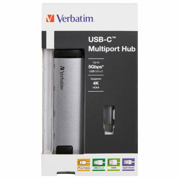 USB C Multiport Adapter HUB mit 1x USB C 3.1 / 2x USB 3.0 / HDMI 4K@30Hz / RJ45 LAN (49141) - Silber