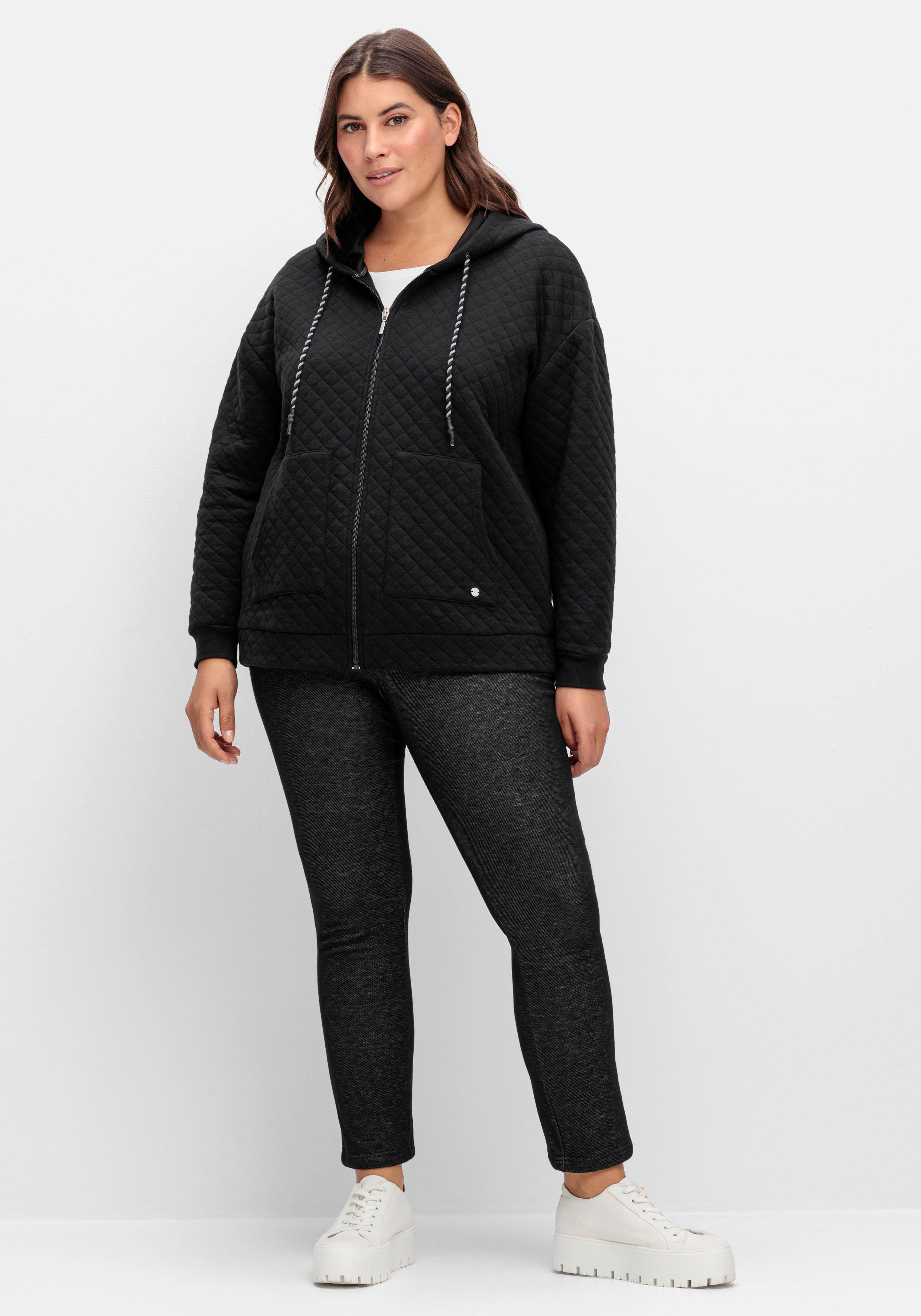 Leicht wattierte Sweatjacke mit Rautensteppung