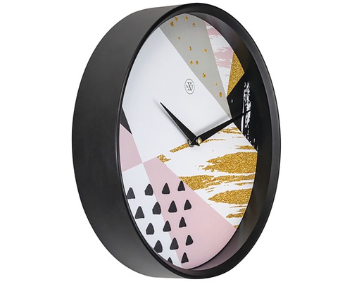 Wandklok Grace, zwart kunststof, Ø 30 cm