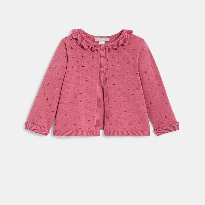 Gilet maille tricot fantaisie rose bébé fille Mauve Violet