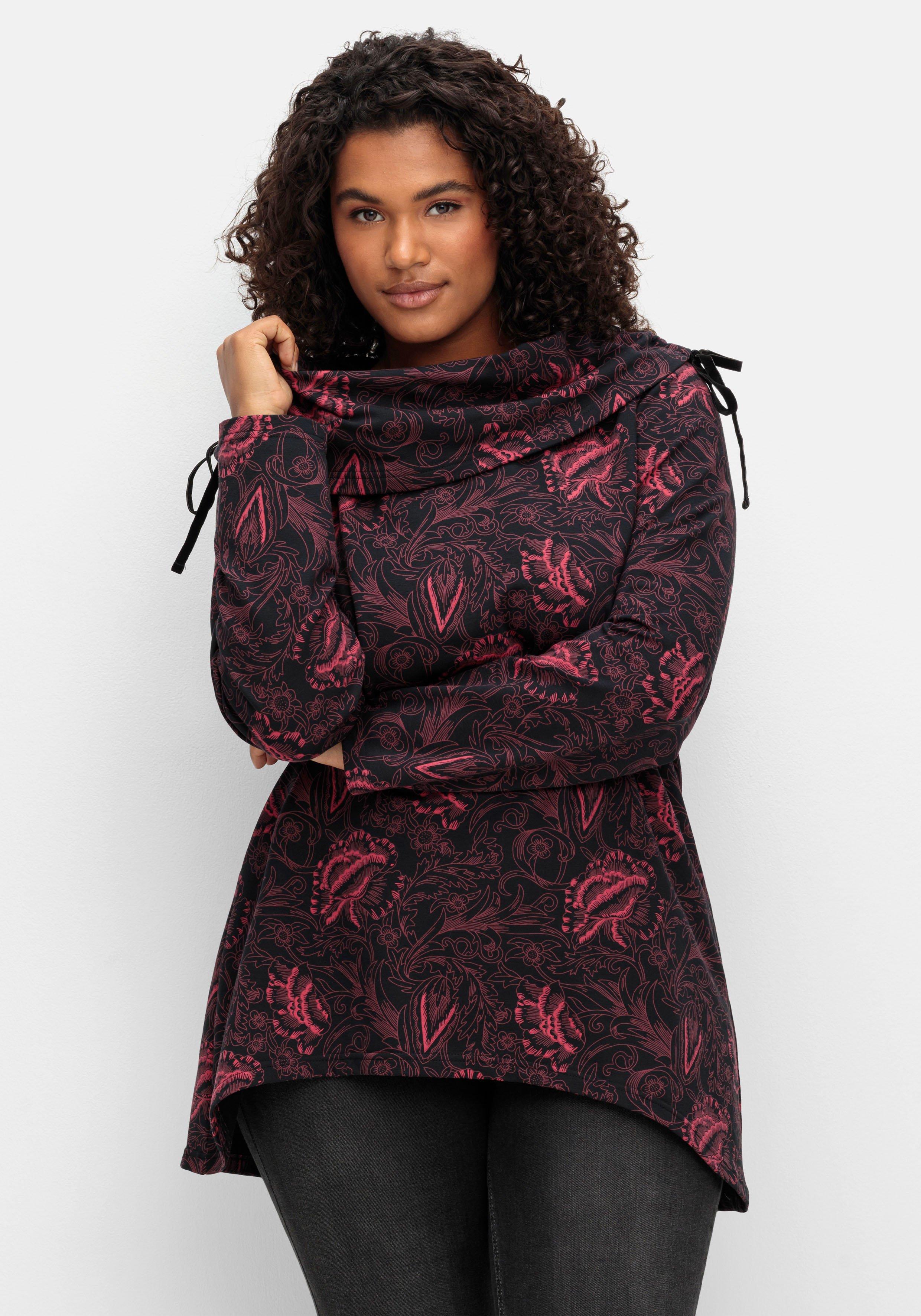 Sweatshirt in Longform mit weitem Kragen