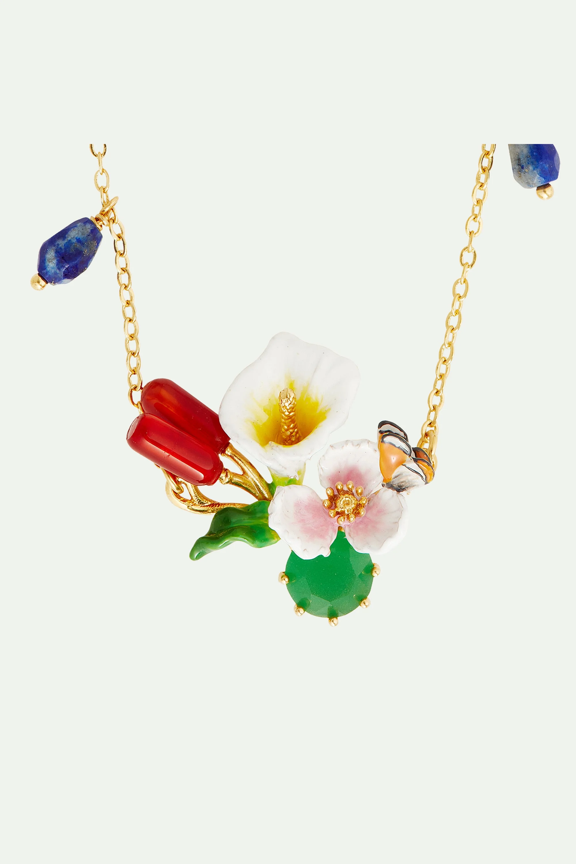 Collier plastron arum, aux et pierre | Multicolore