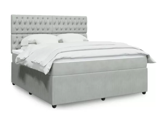 Sommier à lattes de lit et matelas Gris clair 180x200cm Velours