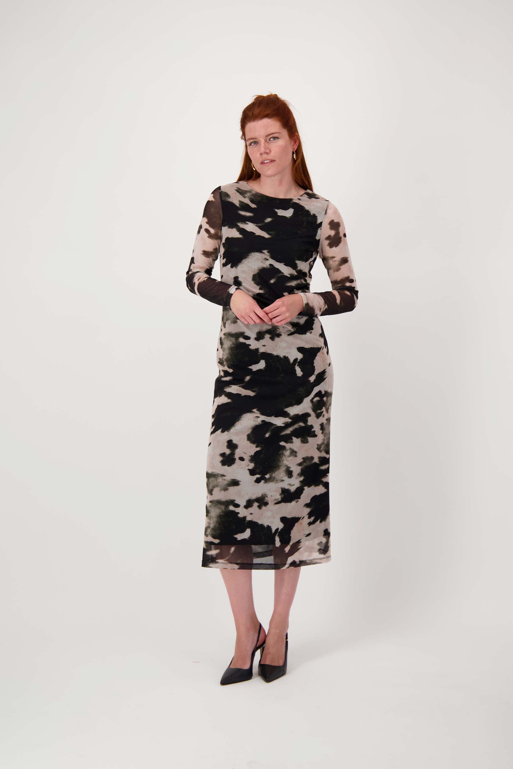 mesh jurk met print