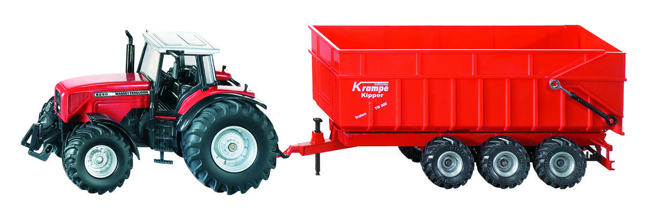 Siku Massey Ferguson met Aanhanger 3 Assig - Tractor - Rood