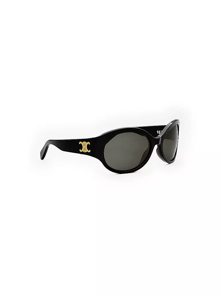 CELINE Triomphe schwarze ovale Sonnenbrille schwarz