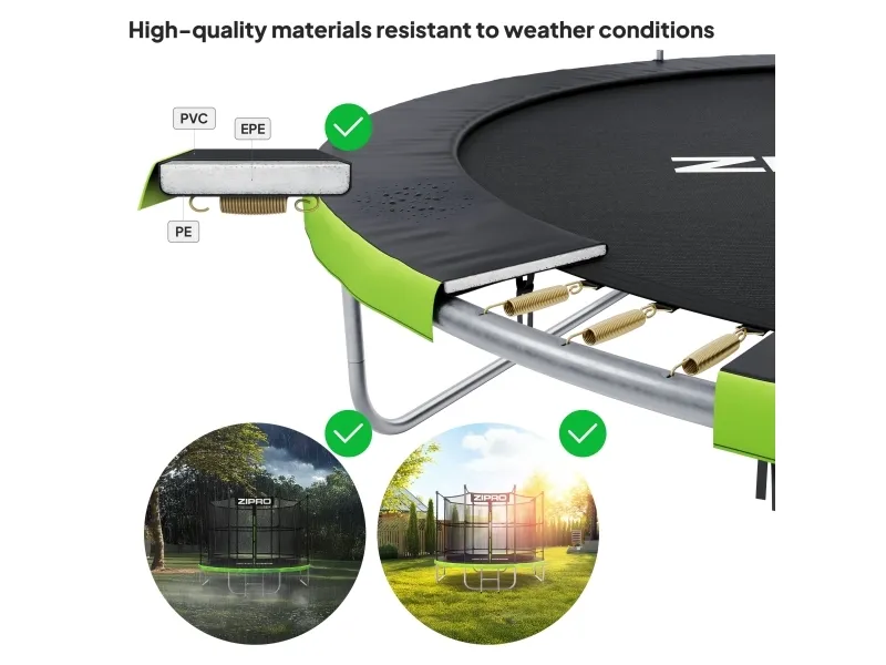 Zipro Trampolin med net og stige Ø252cm   pose til sko