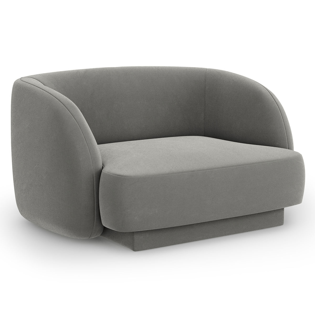 Micadoni Limited Edition Fauteuil en Velours Miley gris clair - 109x85x74 cm