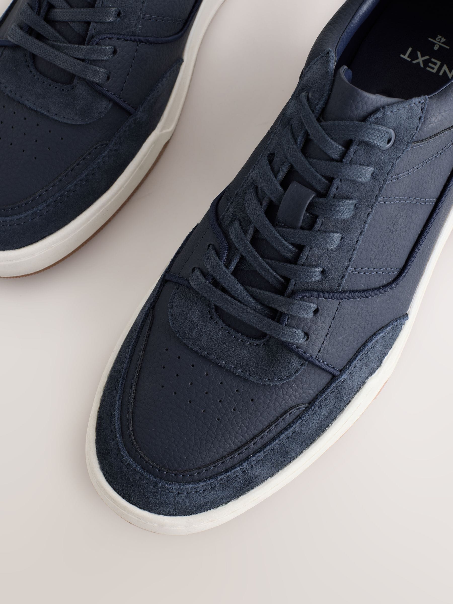Marineblauw - Smart Casual Trainers with Suede Trim