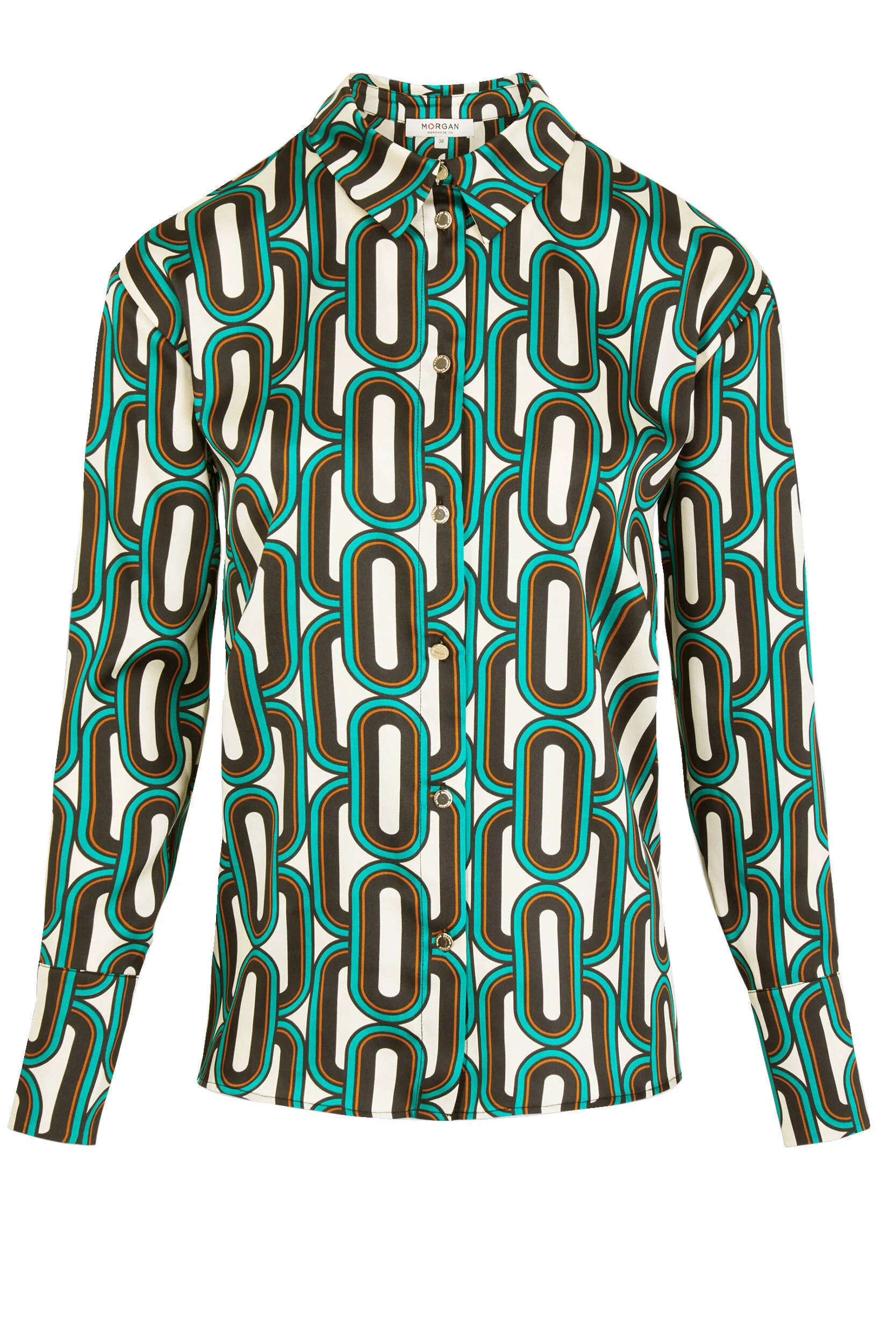 Morgan blouse met grafische print ecru/ groen