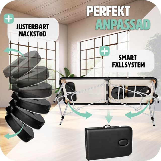 Massagebriks i aluminium med 2 zoner, polstring + taske