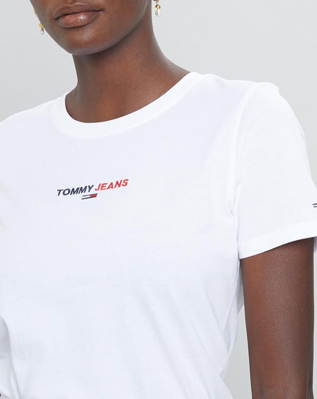 Tommy Jeans T-Shirt 100% Coton Bio flag blanc