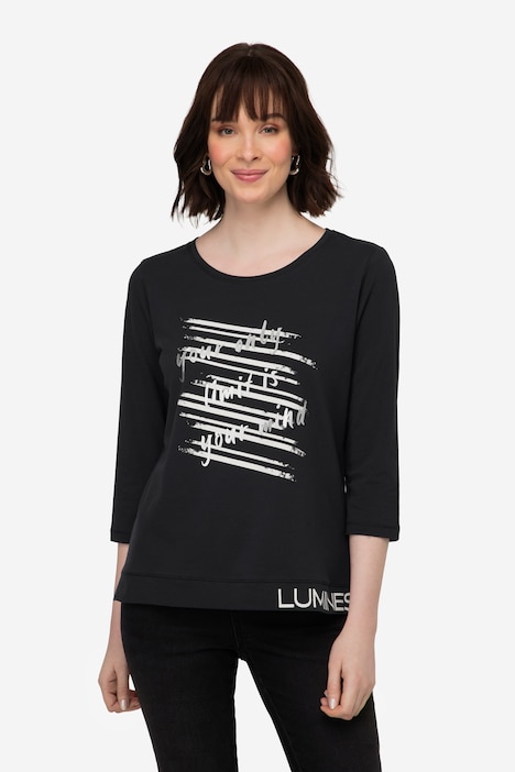 T-Shirt, Statement Print, Rundhals, 3/4-Ärmel