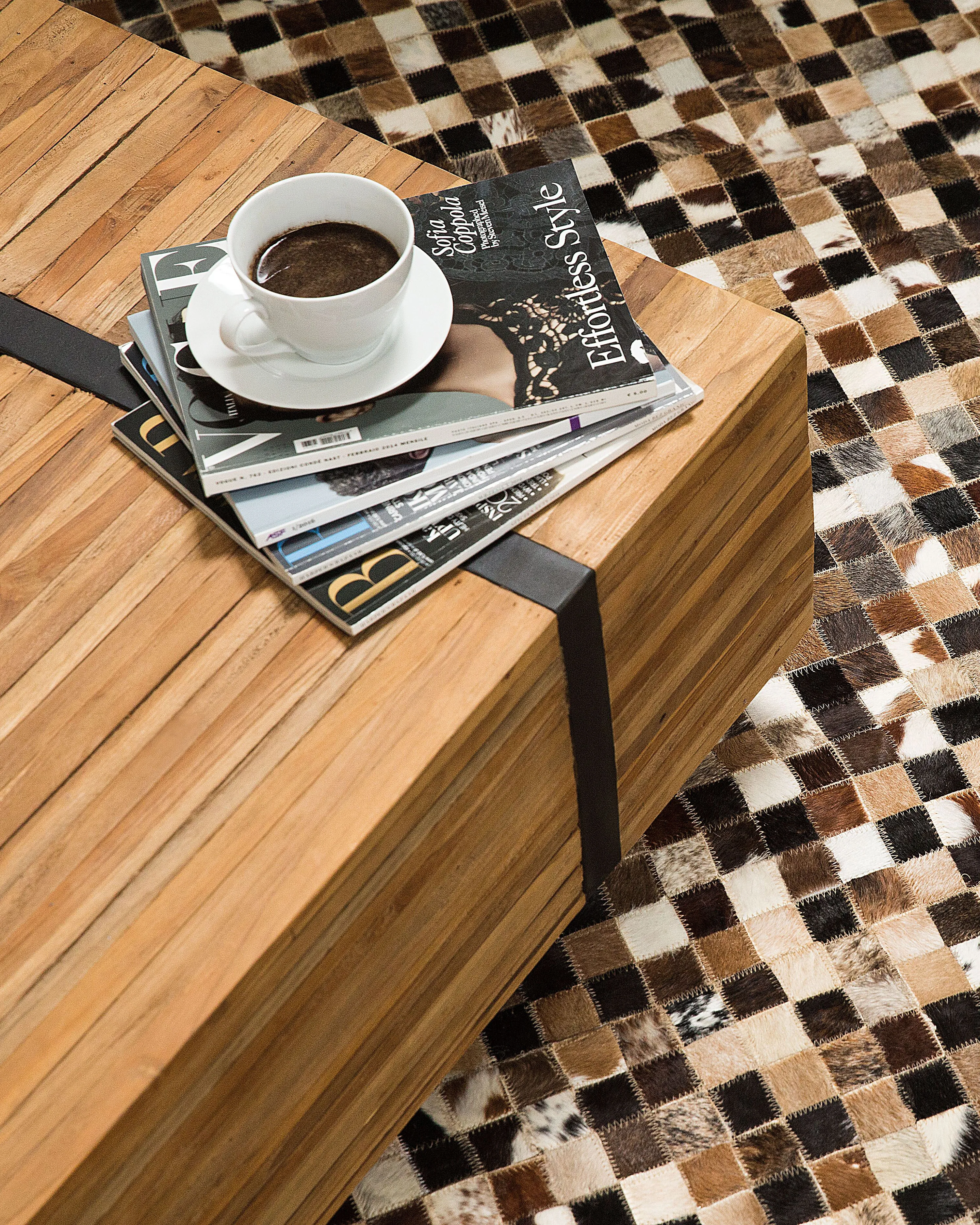 Vloerkleed KONYA Bruin 160 x 230 cm Leer
